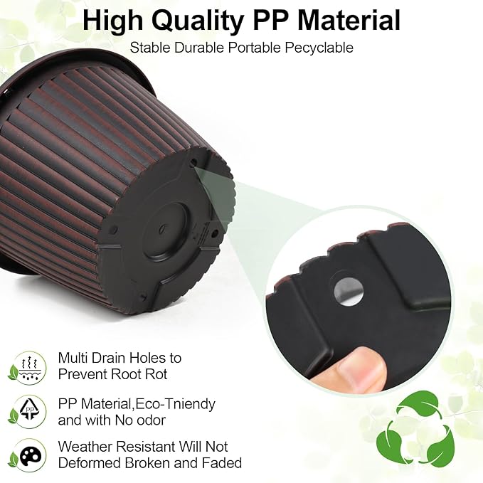 Large-Planter-Indoor-Outdoor Plant Pots, 12 inch 4 Pack Plastic Flower Pots with Saucer And Drainage Holes, Modern Garden Planters For Planting Medium Large Plants, Decorative Resin Garden Pots-Ruum Studio Home