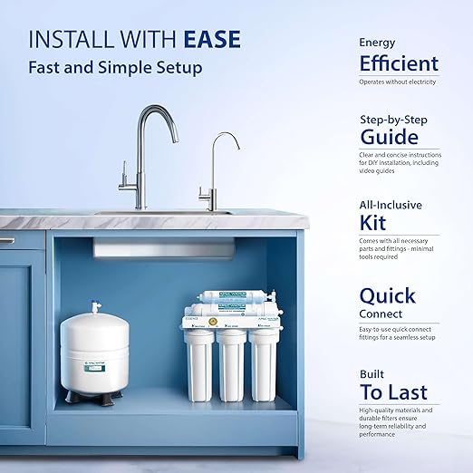 APEC Water Systems ROES-50 Essence Series Top Tier 5-Stage WQA Certified Ultra Safe Reverse Osmosis Drinking Water Filter System with Extra High Capacity Pre-Filter Set Stage 1-3-Ruum Studio Home