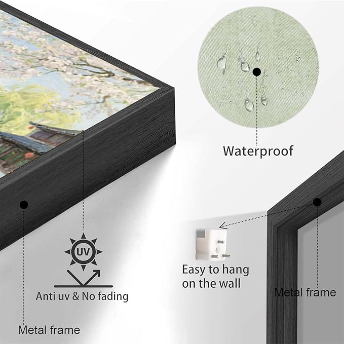 Small bridge stream house Jiangnan style landscape poster suitable for living room bedroom office natural oil painting poster-Ruum Studio Home