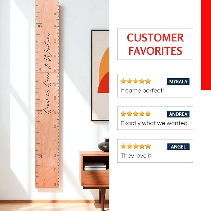 Personalized Wooden Growth Chart for Kids – Wall Height Ruler for Child Growth Tracking – Wooden Height Chart for Boys & Girls, Nursery & Home Decor Multiple Sizes & Colors-Ruum Studio Home