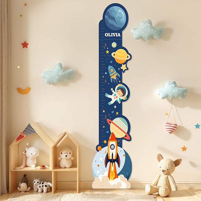 Personalized Name Growth Chart for Wall, Space Height Measurement for Wall, Children Height Chart Ruler, Portable 3D Removable Growth Chart, Wall Height Measurement for Kids-Ruum Studio Home