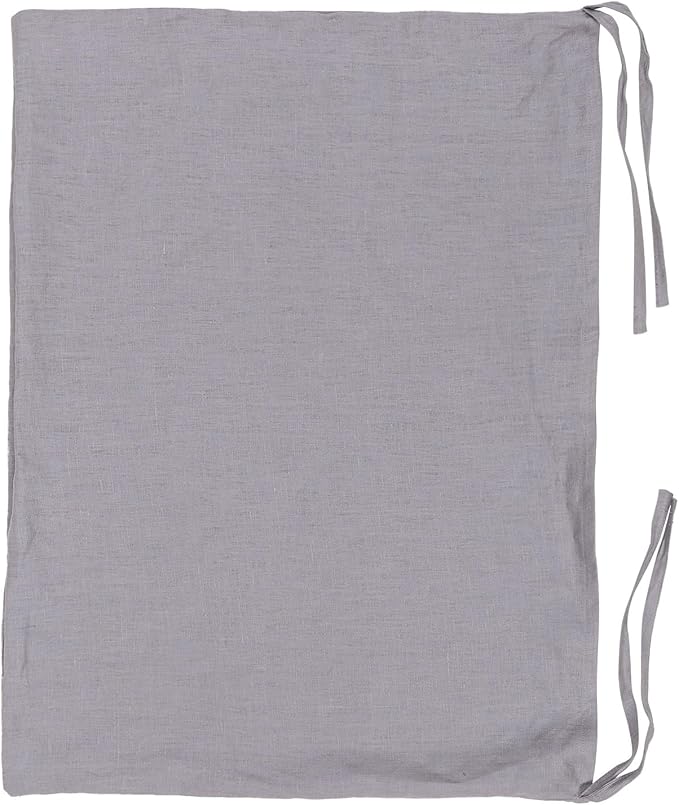Hanging Linen Laundry Bag, 100% Pure Flax Linen Over The Door Hamper with Bottom Zipper for Laundry Room, Household Dirty Cloth Storage Organizer Bag, Gray-Ruum Studio Home