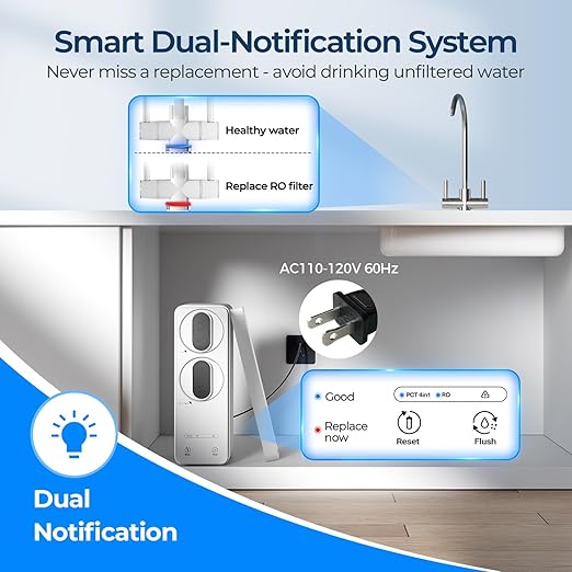 Ecoviva Under Sink Reverse Osmosis System, 8-Stage Water Filtration System, 600 GPD Water Purifier, Fast Dispense, 2.5:1 Pure to Drain, Easy Installation, Reduce PFAS, NSF/ANSI 58 Certified-Ruum Studio Home