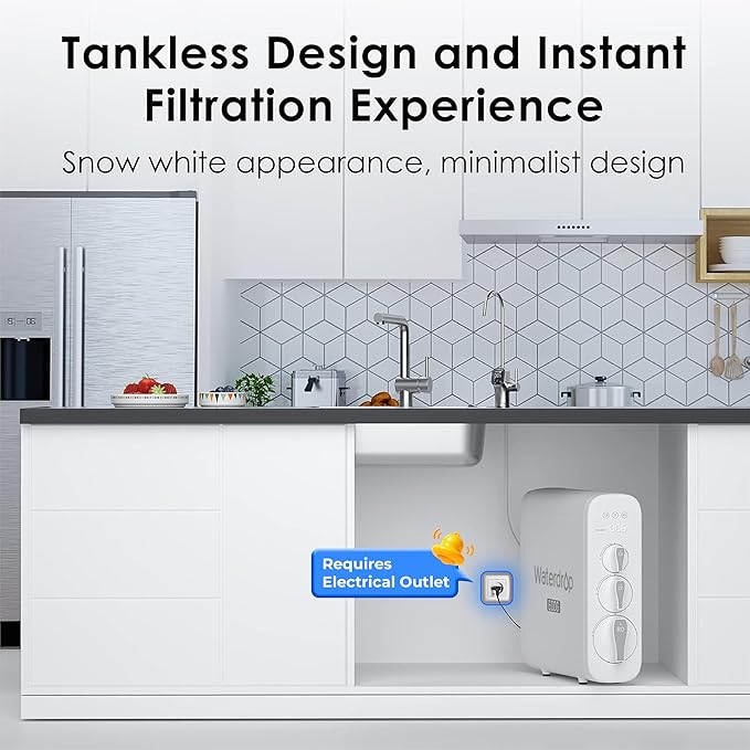 Waterdrop G3P600 Reverse Osmosis System, 8 Stage Tankless Reverse Osmosis Water Filter, NSF/ANSI 42 & 58 & 372 Certified, Under Sink RO System, 2:1 Pure to Drain, Smart LED Faucet-Ruum Studio Home