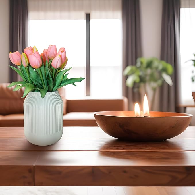 15pcs Artificial Tulips Flowers, Fake Tulips Real Touch, Faux Latex Bouquets, for Party Wedding Home Room Decoration (Pink)-Ruum Studio Home