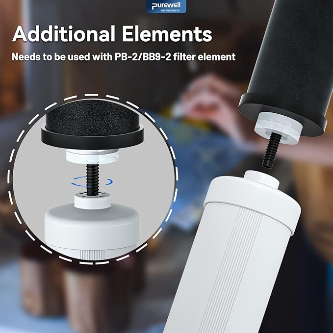 Purewell FL-2 White 5-Stage Fluoride Purification Elements, Replacement for Berkey® PF-2® Fluoride Filters, Berkey® Gravity Filtration System and Purewell System (2 Pack, K Series)-Ruum Studio Home