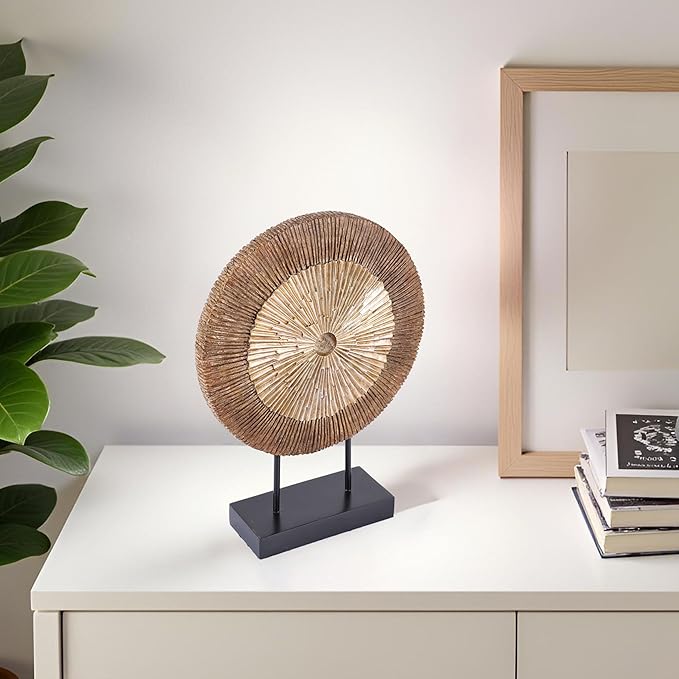 XMGZQ Wood Color Minimalist Round Statue Above Cabinet Decor Kitchen,Modern Decorative Sculpture Home Decorations for Living Room Coffee Table,Shelf Decor Items,Center Pieces Decoration for Table-Ruum Studio Home