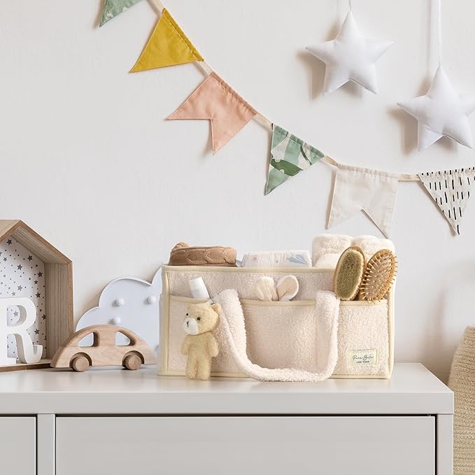 PeraBella Baby Diaper Caddy Organizer with Handle, Boy & Girl Shower Gift Basket, Portable Diaper Storage Basket Bin for Wipes, Newborn Baby Essentials Registry Search Must Haves, Car Caddy Organizer-Ruum Studio Home