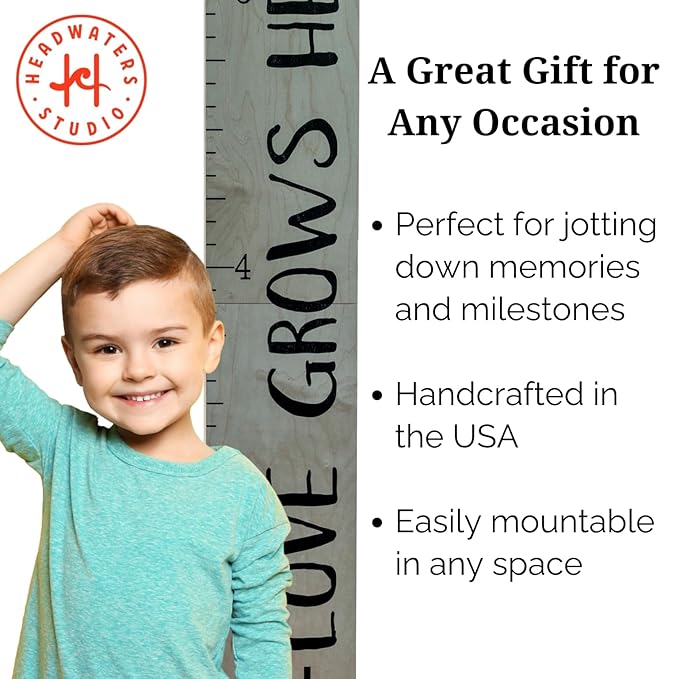 Wooden Growth Chart – Kids Height Chart, Wall Measurement for Kids, Height Chart for Wall, Growth Ruler for Children – Tribal Gray (63"x6.7")-Ruum Studio Home