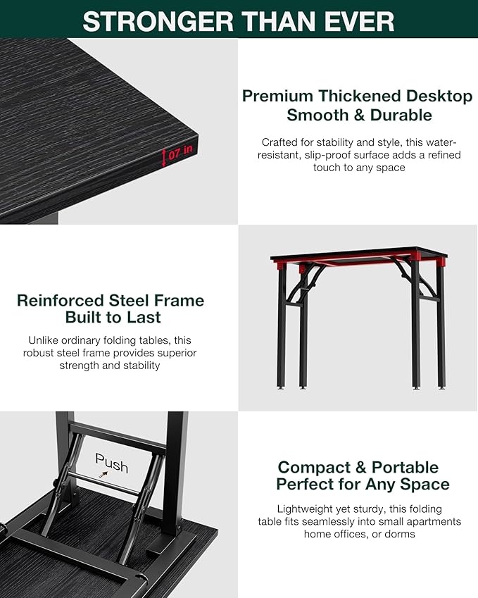 Frylr Small Folding Computer Desk β Portable 35.8 Inch Foldable Laptop Table, Collapsible and Compact for Easy Storage and Fast Setup, Lightweight for Small Spaces, Craft and Study Use, Dark Oak
