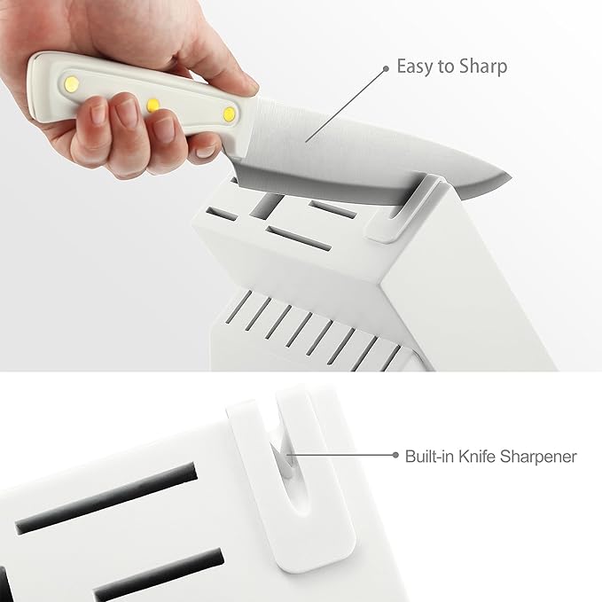 McCook® Knife Sets, White High Carbon Stainless Steel Kitchen Knife Sets with with Built-in Sharpener-Ruum Studio Home