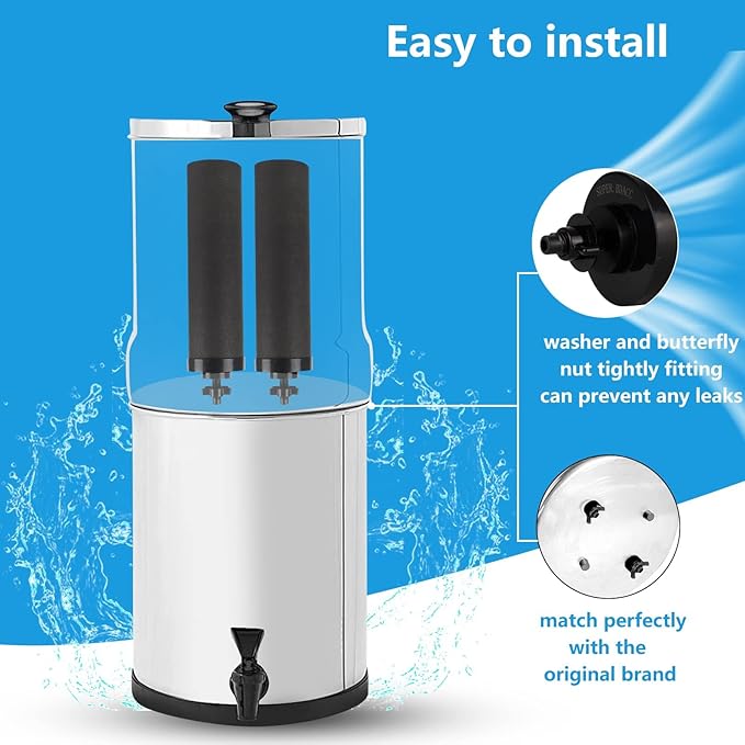 Water Filter Silver Infused Replacement for Berkey® BB9-2® Black Carbon Block Filters System,Compatible with Berkey® Gravity Countertop Purification Elements,Pack of 4-Ruum Studio Home