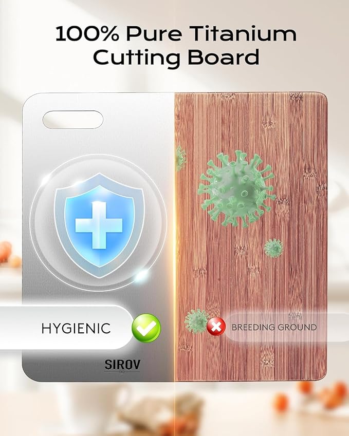 Titanium Cutting Board, 100% Pure Titanium Cutting Boards For Kitchen, Best Non Toxic titanium chopping board, Dishwasher safe, Hygiene and Durability for Meat, Fruit, and Vegetables (12.6L*8W)-Ruum Studio Home