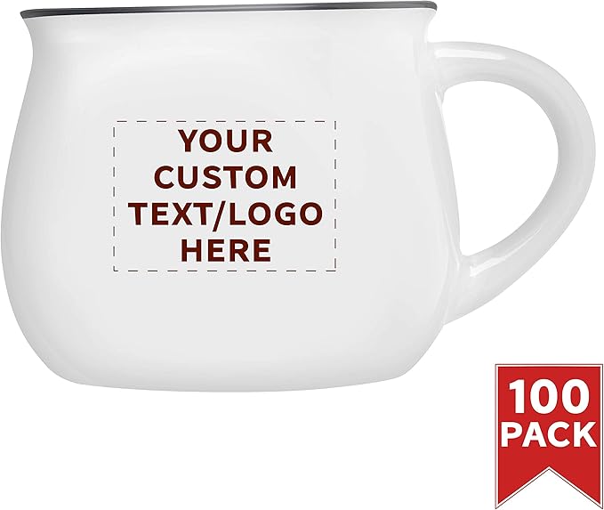 Custom Glazed Campfire Coffee Mugs 12 oz. Set of 100, Personalized Bulk Pack - Perfect for Coffee, Tea, Espresso, Hot Cocoa, Other Beverages - White-Ruum Studio Home