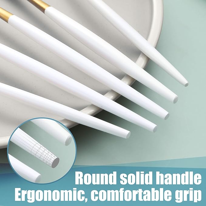 Matte White Gold Silverware Set for 6,Modern Stainless Steel Brushed Cutlery Set,30-Pieces Heavy Duty Flatware Set,Knives Spoons and Forks Set Utensils Set, Satin Finish, Dishwasher Safe-Ruum Studio Home