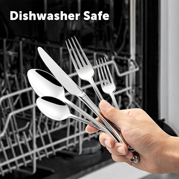 KINGSTONE Silverware Set, 40-piece 18/10 Stainless Steel Flatware Set Cutlery Set for 8, for Kitchen, Home, Wedding, Party, Mirror Polished and Dishwasher Safe, Featured Gifts-Ruum Studio Home