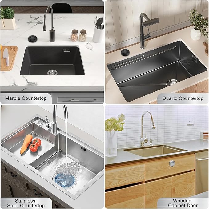 Garbage Disposal Air Switch Kit, Garbage Disposal Button, Sink Top Waste Disposer On/Off Switch, UL Listed Air Switch Compatible with All Garbage Disposals (Brushed Stainless Steel)-Ruum Studio Home