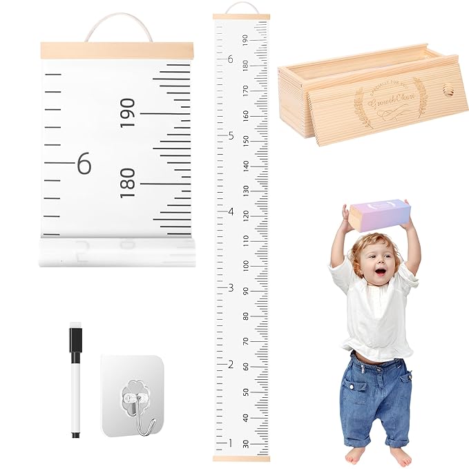 Height Chart for Kids Growth Chart for Wall Kids Height Wall Chart Kids Growth Chart Wall with Keepsake Box Height Measurement Wall Ruler Baby to Child Growth Tracker Neutral Nursery Wall Decor-Ruum Studio Home