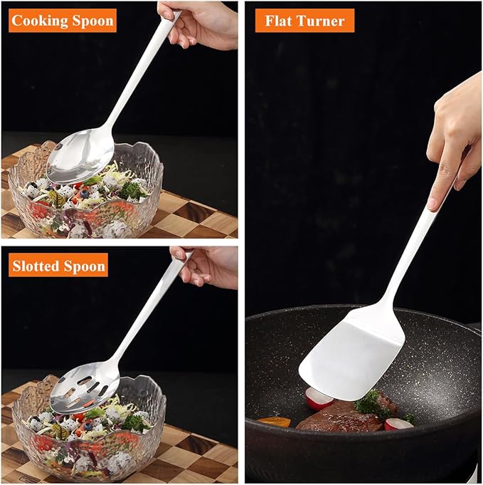 Homquen Stainless Steel Kitchen Utensils Set 4pcs, Cooking Utensils Set, Kitchen Tools Spatulas Set, Cooking Spoons, Home Essentials Kitchen Gadgets Accessories-Ruum Studio Home