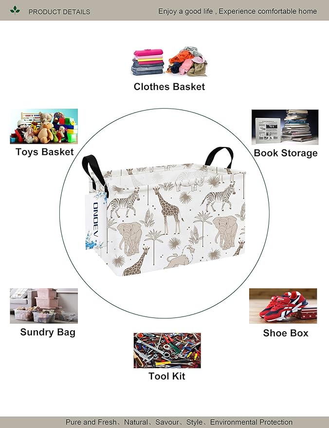 Rectangular Folding Laundry Basket,waterproof Canvas Basket,gift basket,Suitable for children's room,Office,Clothes,Toys Storage(Animals)-Ruum Studio Home