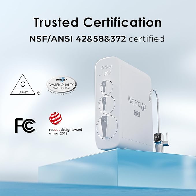 Waterdrop G3P600 Reverse Osmosis System, 8 Stage Tankless Reverse Osmosis Water Filter, NSF/ANSI 42 & 58 & 372 Certified, Under Sink RO System, 2:1 Pure to Drain, Smart LED Faucet-Ruum Studio Home