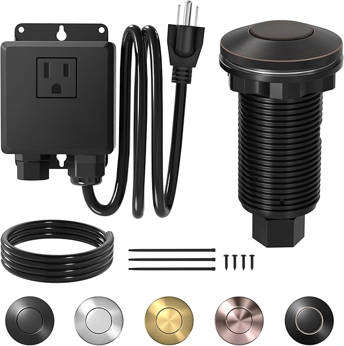 Joinfworld Garbage Disposal Air Switch Kit Waterproof Garbage Disposal Button Kit with Long Garbage Disposal Switch Oil Rubbed Bronze - UL Listed-Ruum Studio Home