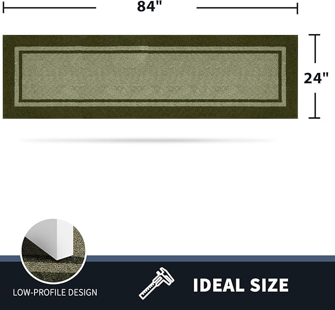 PURRUGS Dirt Trapping Door Mat 24" x 84", Non-Slip/Skid Machine Washable Entryway Rug, Shoes Scraper, Area Rug, Super Absorbent Welcome Mat for Muddy Wet Shoes and Paws, Budding Green & Sage Green-Ruum Studio Home