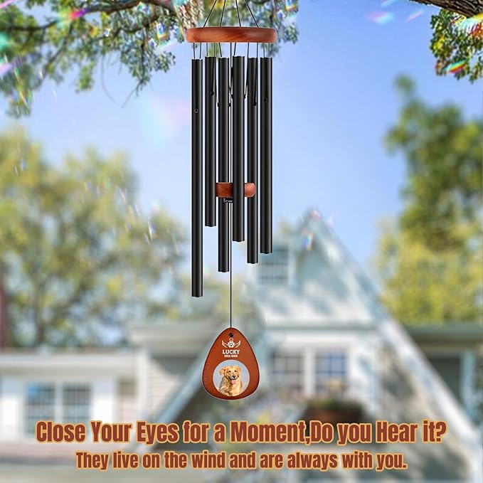 Personalized Pet Memorial Wind Chimes - Dog Memorial Gifts for Loss of Dog,Dogs Remembrance Bereavement Gift,Custom Pet Loss Sympathy Gifts in Memory of Dogs Cats (Design 2)-Ruum Studio Home