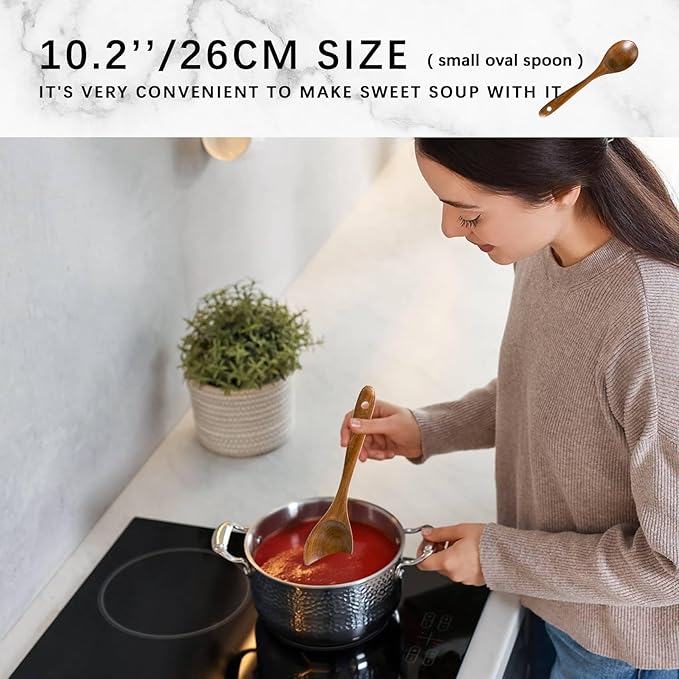 Wooden Spoons for Cooking, Nonstick Cooking Utensil Set with 10 Piece Acacia Wooden Spatulas and Spoons for Cooking, Terrific for Everyday Kitchen Tasks-Ruum Studio Home