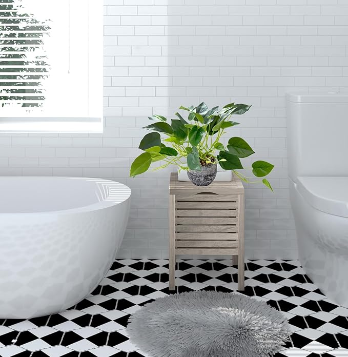 AlphaAcc Artificial Plants Potted Real Looking Small Faux Plant with Rustic Black Cement Planter for Kitchen Office Desk Bookshelf Decor (Ivy Plant)-Ruum Studio Home