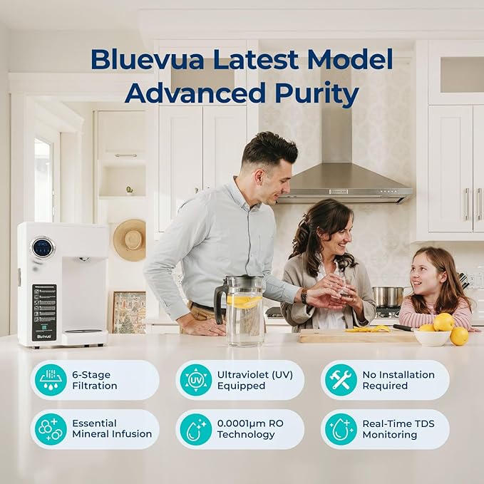Bluevua RO100ROPOT-UV Reverse Osmosis System Countertop Water Filter - 6 Stage Purification with UV and Remineralization, Counter RO Filtration, Portable Water Purifier-Ruum Studio Home