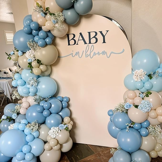 Dusty Blue Balloons 12 Inch Pastel Fog Blue Slate White Sand Metallic Gold Confetti Party Balloons Light Baby Blue White Gold Latex Balloon for Boy Baby Shower Birthday Wedding Party Decoration-Ruum Studio Home