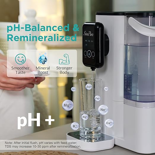 SimPure Y9A Countertop Reverse Osmosis Water Filter, Alkaline Remineralization 300 GPD 6 Stage Purification, RO Water Filtration System, Super Fast Filtering Portable Water Purifier-Ruum Studio Home