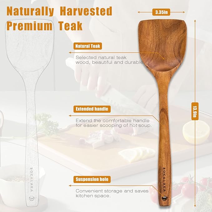 Wooden Spatulas, 1 Pcs Natural Teak Wood Spoon for Cooking Wooden Kitchen Utensil Wooden Spoons & Spurtle for Cooking-Ruum Studio Home