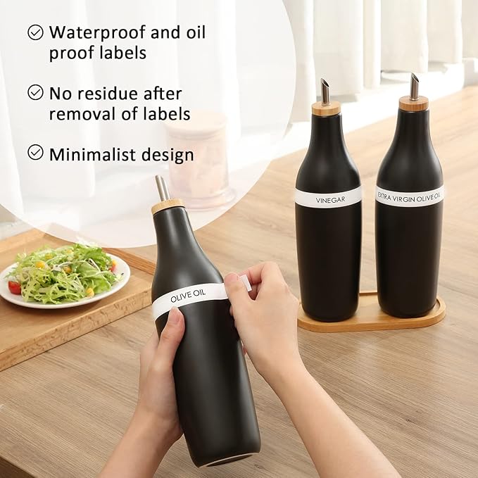 HOMCDALY Olive Oil and Vinegar Dispenser Set, Two 16oz Ceramic Oil Dispenser for Kitchen, Kitchen Dispenser Bottle for EVOO Vinegar Syrups, Modern Farmhouse Design| Set of 2 – Black-Ruum Studio Home