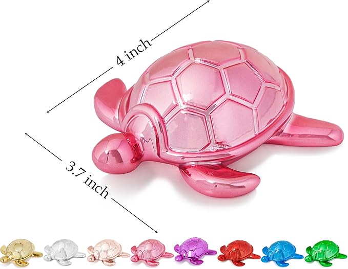 Small Sea Turtle Statue 4 inch Shiny Pink Accent Knick Knacks Paperweight for Bathroom Home Office Shelf Desk Table Decor, Cute Sea Turtle Gifts for Women-Ruum Studio Home