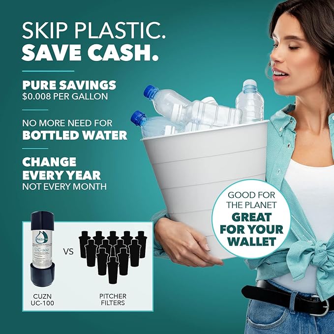 CuZn Under Sink Water Filter for Sink Faucet, 10K Gallons or 1 Year Filtration Life, Reduces PFAs, PFOS, Lead, Chlorine, Improves Taste of Tap Water, NSF/ANSI 42 & 372 Certified High Performance-Ruum Studio Home