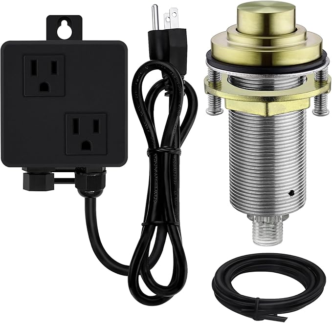 SinkTop Air Switch Kit with Brass Gold Long Button (Full Brass) for Garbage Disposal-Ruum Studio Home