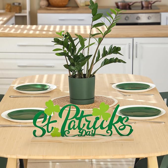 COCHIE Metal St. Patrick's Day Sign, St Patricks Day Decorations for Home, Office, Shelf, Mantel, Indoor, Shamrock Decoration, Saint Patrick Day Decor (Shamrock)-Ruum Studio Home