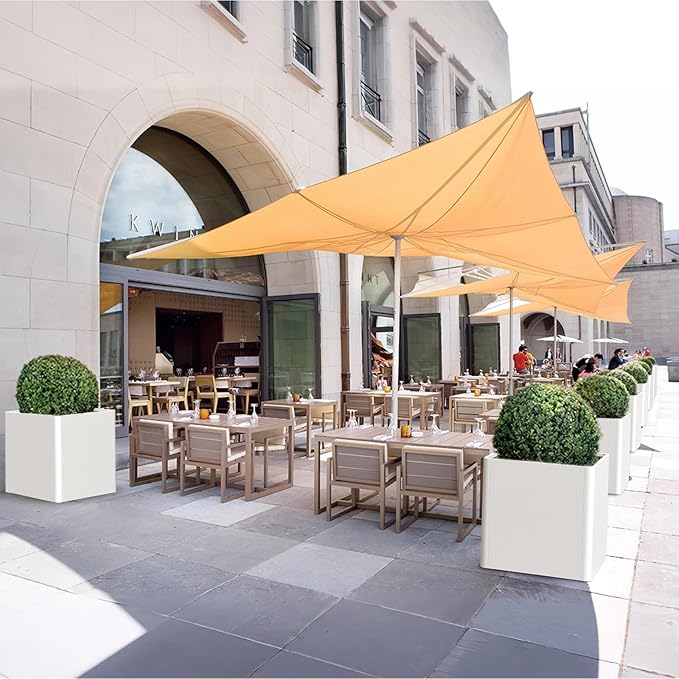 Large Outdoor Square Planter 20" L x 20" W x 21" H,White Square Planters for Indoor and Outdoor All-Weather Use-Ruum Studio Home