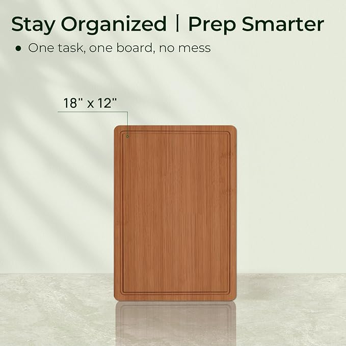 Extra Large Bamboo Cutting Board for Kitchen - 18 Inch Wood XL Cutting Boards with Juice Groove and Handles, Wooden Chopping Board for Meat, Cheese, Fruit & Vegetables (Pre Oiled, Brown)-Ruum Studio Home