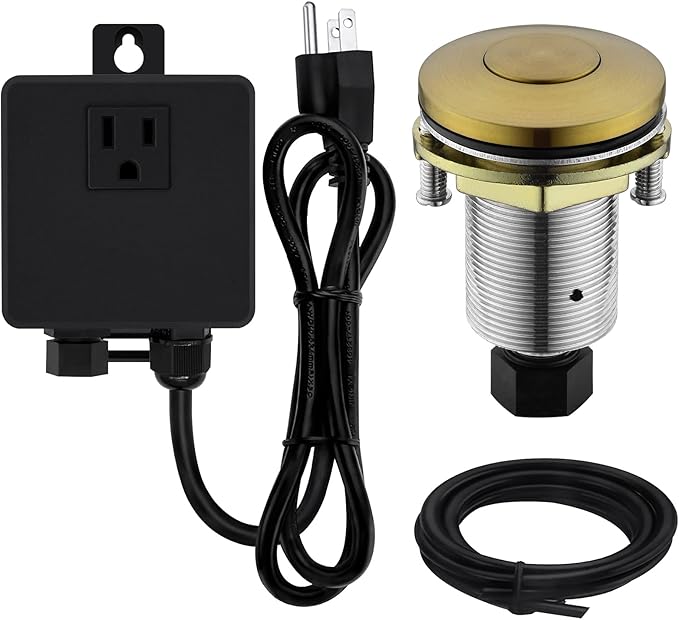 Garbage Disposal SinkTop Air Switch Kit with Stainless Steel Button, Champagne Gold-Ruum Studio Home