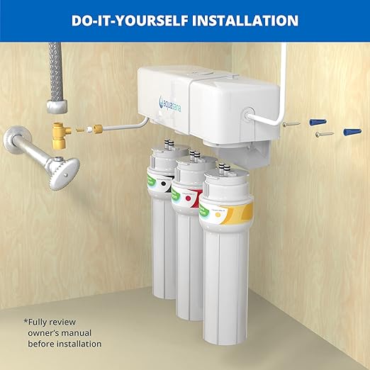 Aquasana Under Sink Water Filter System - Reduces PFAS, Lead, & Chlorine in Drinking Water - Under Counter Claryum Filtration for Kitchen - 3-Stage Max Flow - Chrome Faucet - AQ-5300+.56-Ruum Studio Home