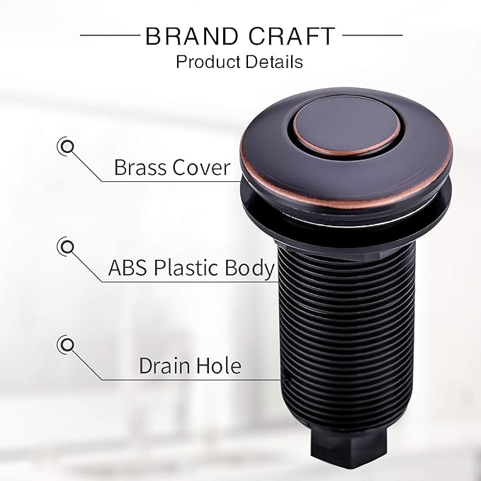 Garbage Disposal SinkTop Air Switch Kit with Long Button,Brass Made Cover,Oil Rubbed Bronze-Ruum Studio Home