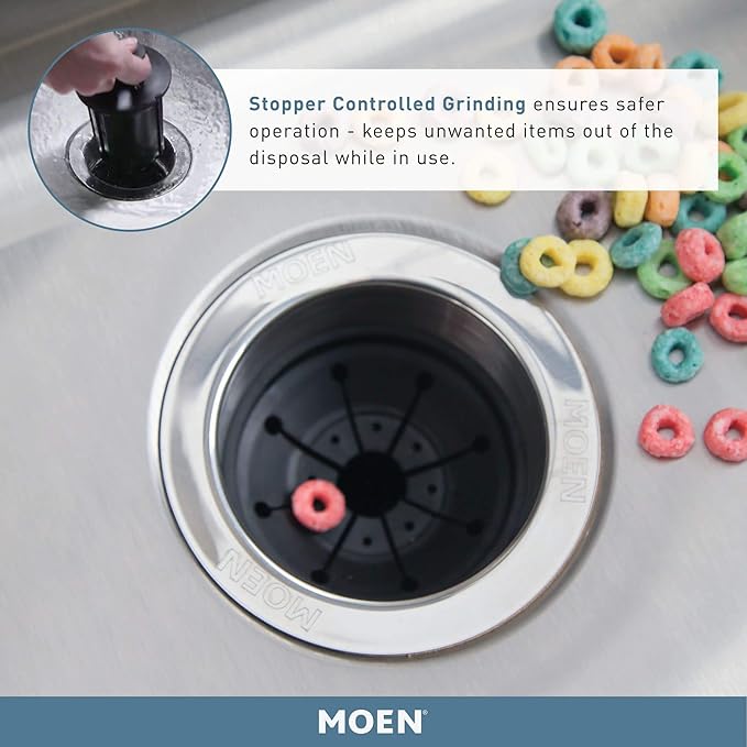 Moen Host Series Garbage Disposal for Kitchen Sink with Power Cord, Control Activation, Sound Reduction, GXB75C-Ruum Studio Home