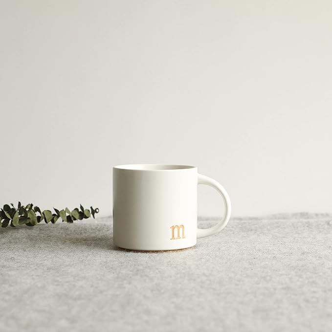 COLLECTIVE HOME - Monogram Ceramic Mugs, 15 oz Golden Initial Coffee Cups, Elegant Alphabet Tea Mugs, Elegant Personalized Mug with Gift Box, Luxurious Cups for Office and Home (m)-Ruum Studio Home