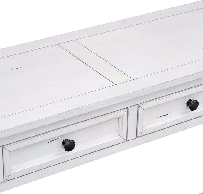 White Console Table,Solid Wood Sofa Table with 4 Drawers Hallway Table for Storage Entry Foyer Behind Couch Table,Fully Assembled (63" White)-Ruum Studio Home