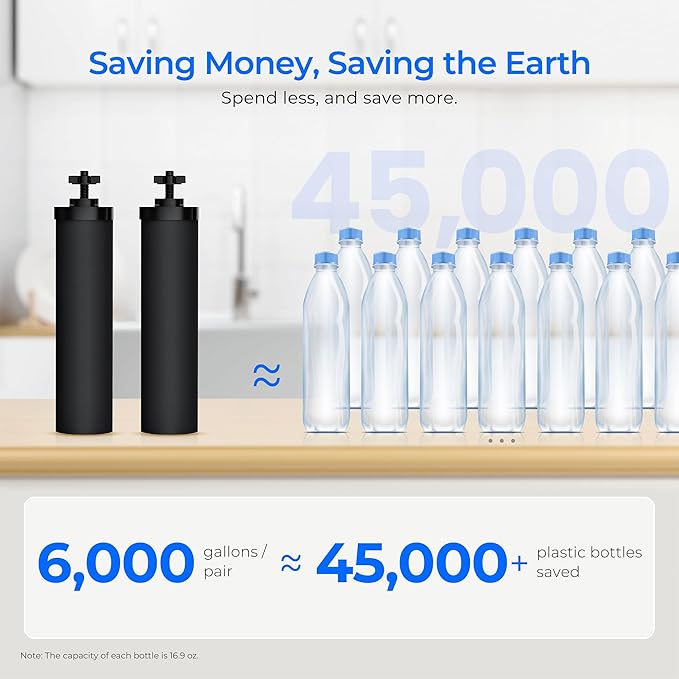 Waterdrop 2.25G Gravity-fed Water Filter System, with Silver Ions Enhanced Filtration with 2 Black Carbon Filters and Metal Spigot-Ruum Studio Home