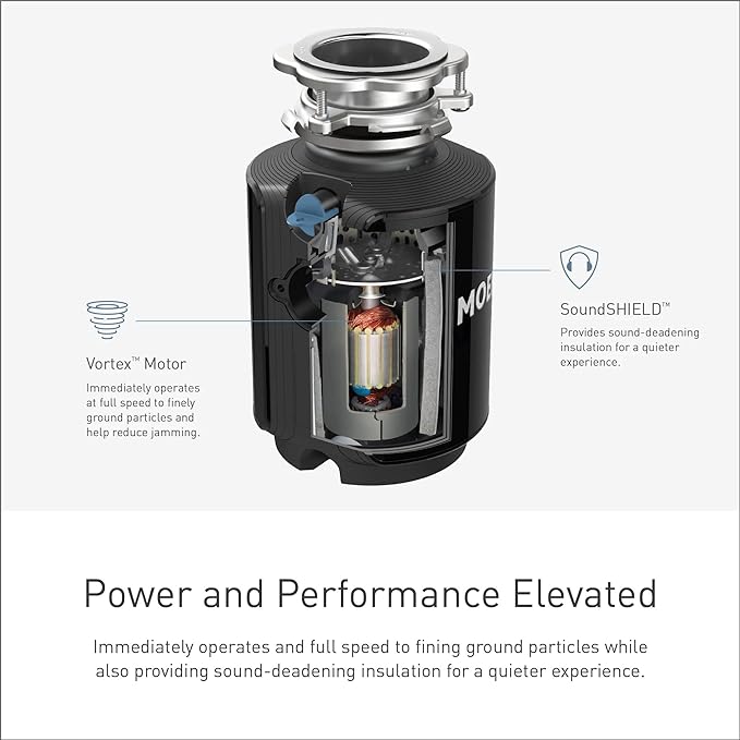 Moen Host Series Garbage Disposal for Kitchen Sink with Power Cord, Control Activation, Sound Reduction, GXB75C-Ruum Studio Home
