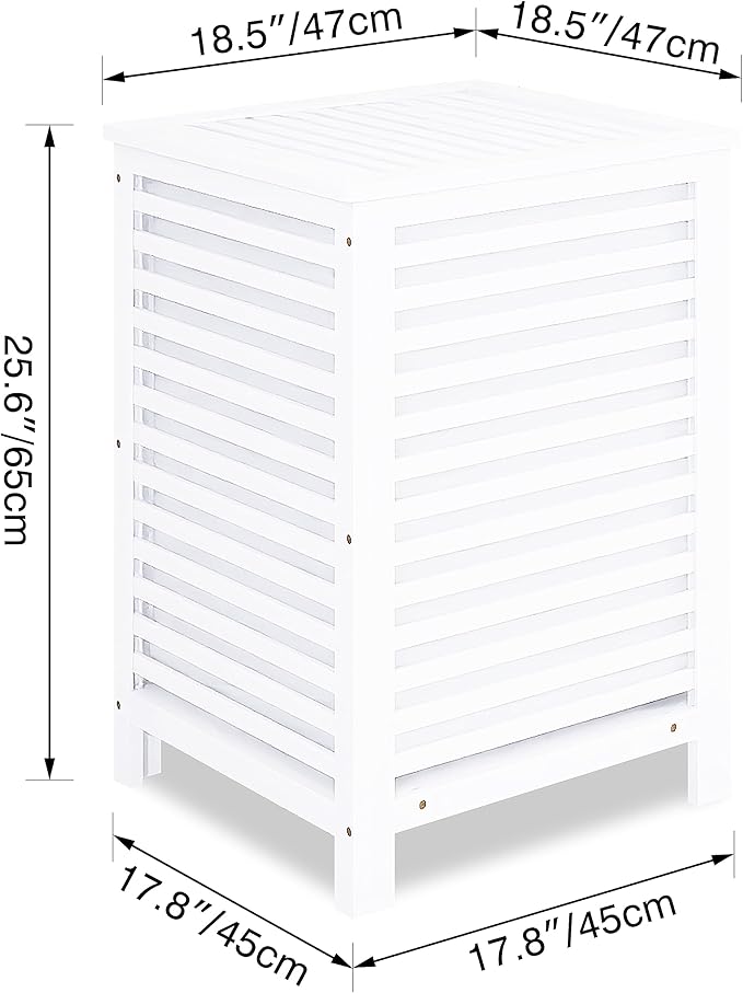 SMIBUY Double Laundry Hamper with Lid, 120L Bamboo Laundry Basket with Removable Liner Bag, 2-Section Clothes Divider Laundry Sorter for Laundry Room, Bathroom, Bedroom (White)-Ruum Studio Home